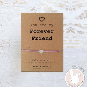 Regalo "Eres mi amigo para siempre", regalos especiales para amigos, tarjeta de cumpleaños, rellenos para bolsas de regalos para fiestas, pulseras de la amistad "Wish", despedida de la escuela