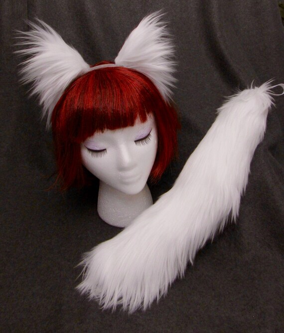 Arctic Fox Wolf Ears Tail 17 Set White Headband Ears Etsy