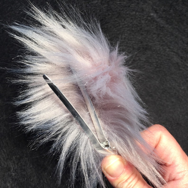 faux-fur Cheshire Cat Cosplay Anime Furry Kitty Costume Clip or Headband Ears Pink Cat Ears and Tail12 SET Combo Clip-on or Elastic Tail