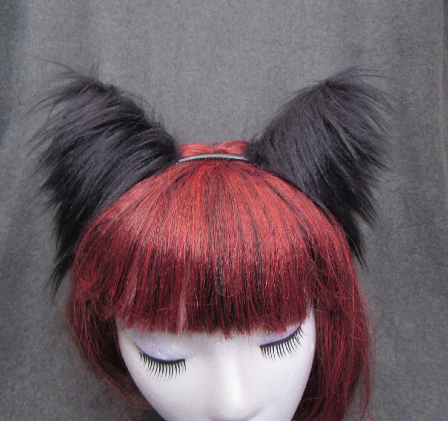 White Headband Ears Arctic Fox Wolf Cat Dog Kitten Realistic Long Faux Fur