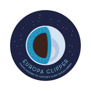 Ruimtesticker, Europa Clipper Mission, vinylsticker, geïnspireerd op missiepatches, Jupiter-maan