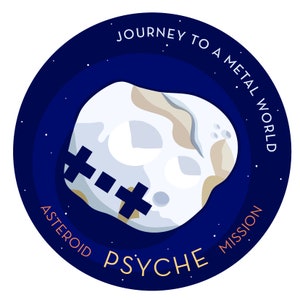 Psyche Asteroid-missie. Op patch geïnspireerde vinylsticker