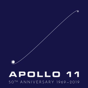 Adesivo in vinile stile toppa per la missione spaziale Apollo 11, 50° anniversario dell'allunaggio, blu