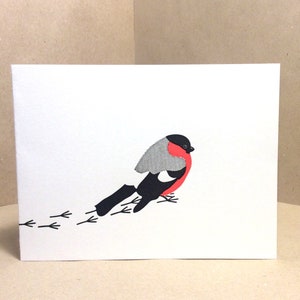 Biglietto di Natale/Inverno Bullfinch, stampato a rilievo, di alta qualità, fatto a mano