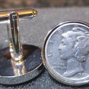 Silver Mercury Head Dimes Cufflinks
