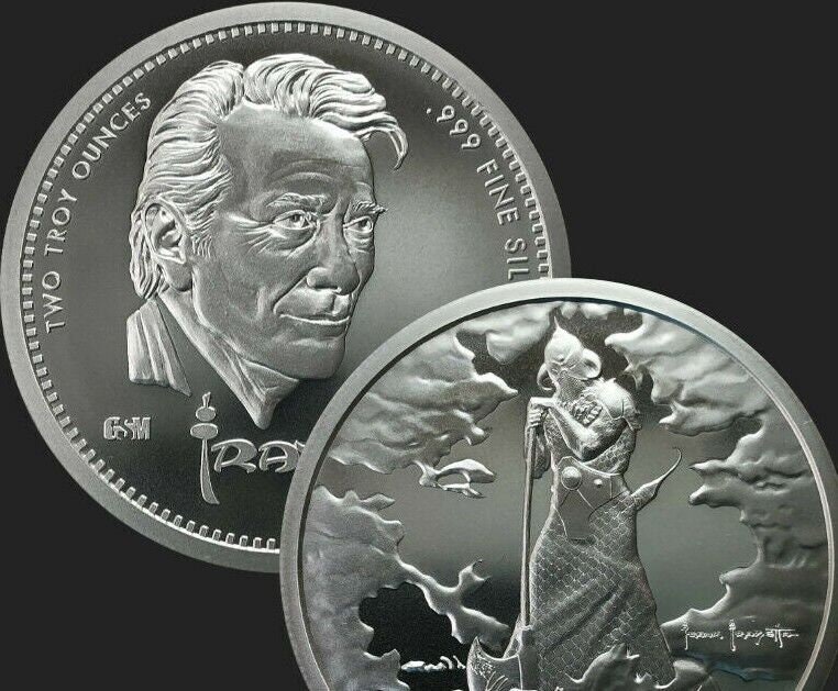 Death Dealer 2 OZ .999 Silver Coin FRANK FRAZETTA New! Large 47mm the reaper art
