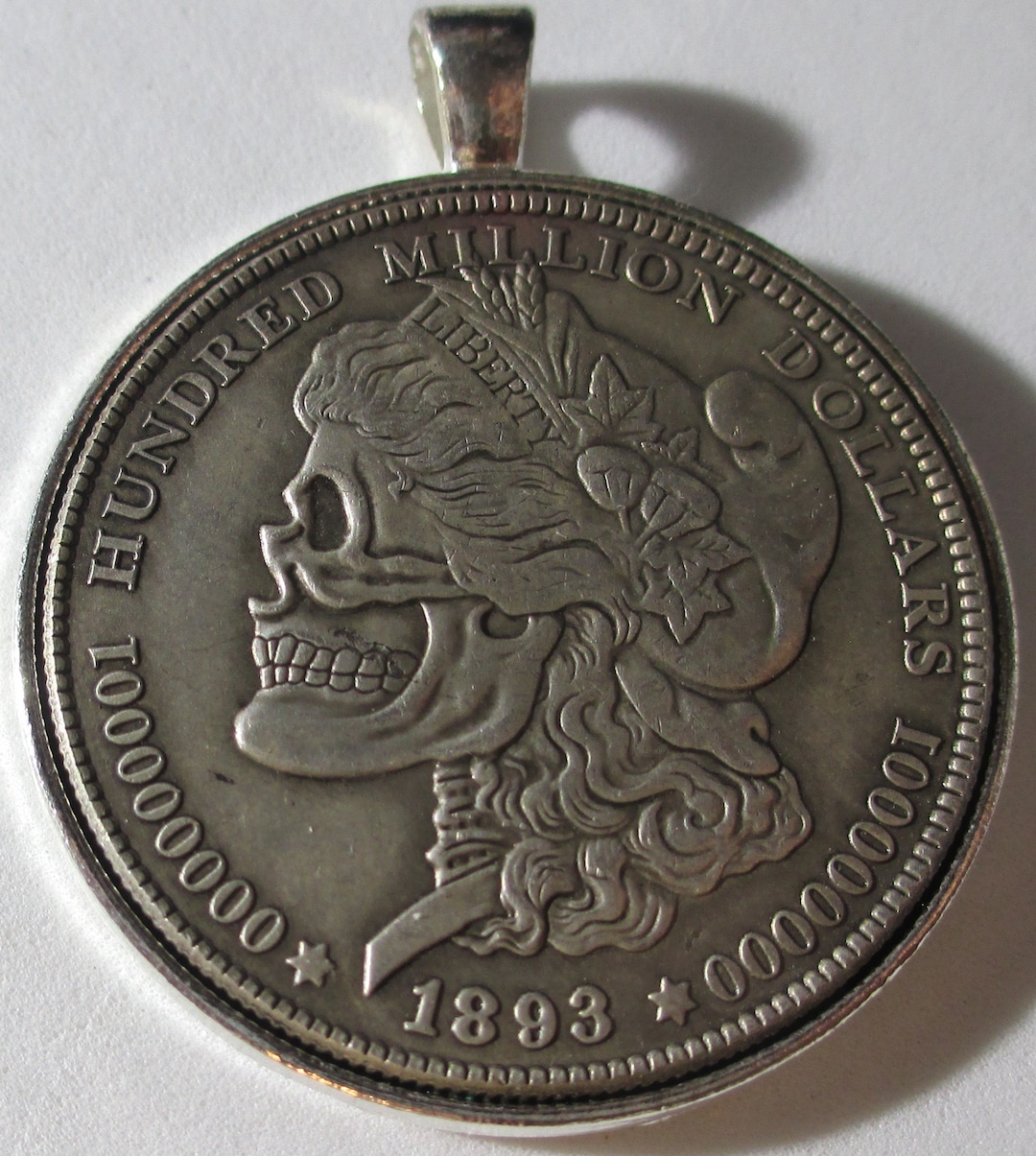 1893 Morgan Dollar Hobo Skull COIN PENDANT - Etsy