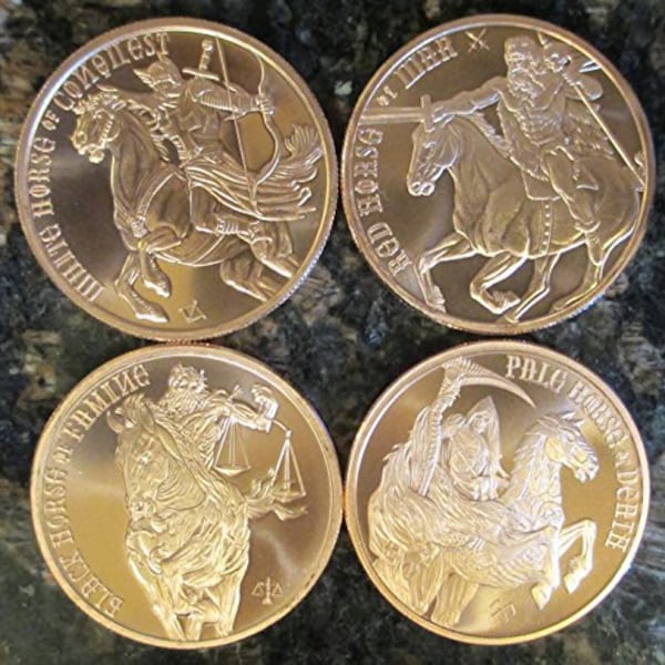 Four Horsemen of The Apocalypse 1 oz Copper Complete Set: White, Red, Black, and Pale Horse