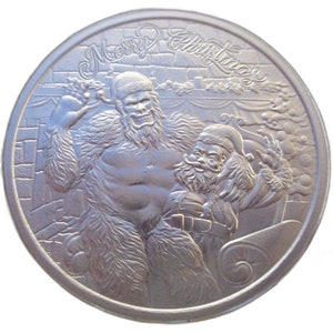 Bigfoot & Santa Claus 1 Troy Ounce .999 Fine Silver Art Round