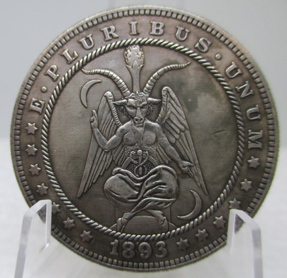Framed With Display Stand, Hobo Nickel 1893 Morgan Dollar Devil