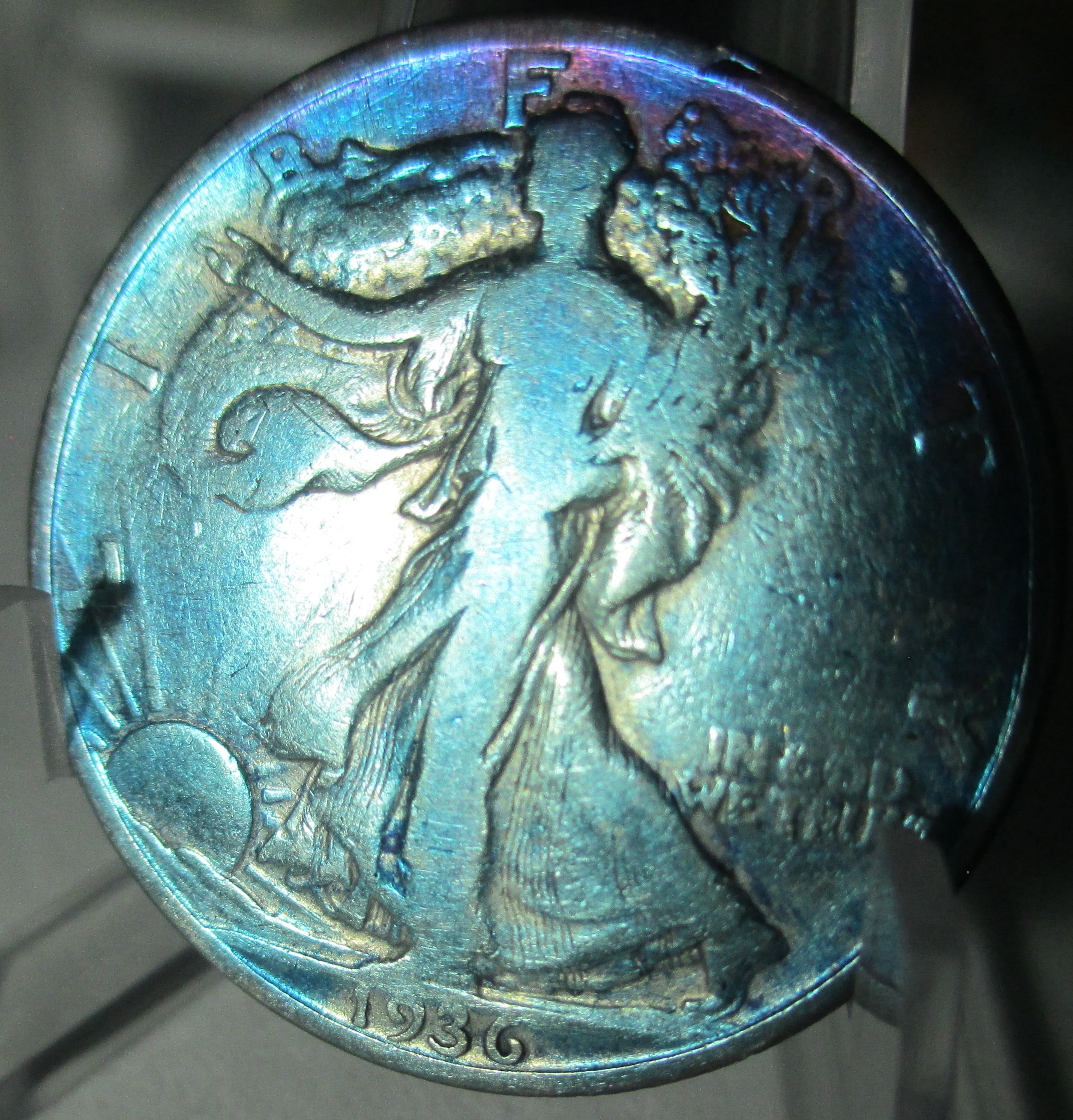 1936 Walking Liberty Half Dollar 90% Silver 50c COLORED