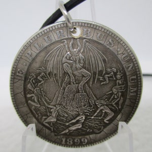 Lucifer Dancing Witches Pattern Hobo Coin , 24 inches Leather Chord Necklace