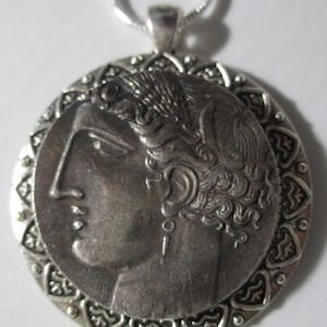Very High Relief Tanit, Goddess of Carthage Coin/Pendant with 24&quot; sterling silver necklace