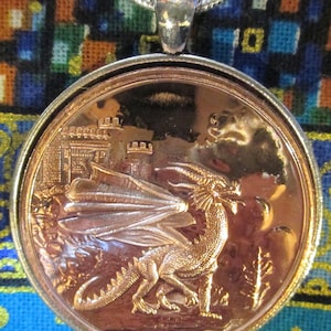 Celtic Lore: Welsh Red Dragon – 24 Inch Sterling Silver Necklace, Copper Coin, Pendant
