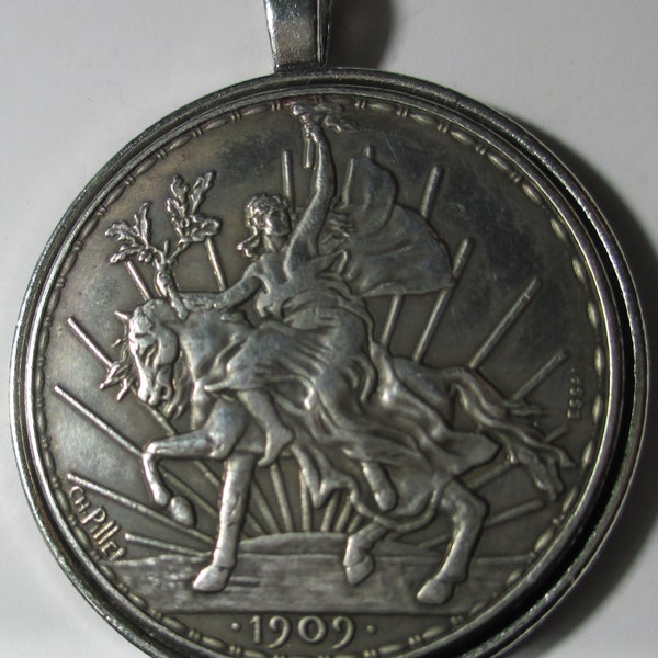 High Relief  Antique Liberty riding a horse, Ch. Pillet Coin/Pendant