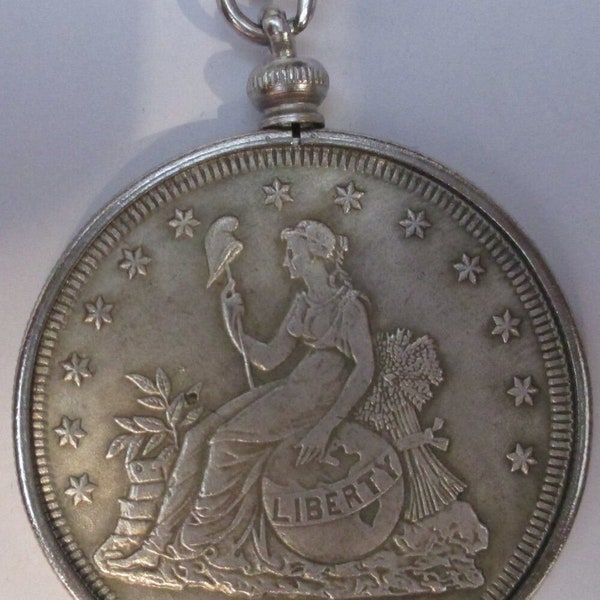 1873  Liberty Seated On A Globe Trade Dollar Coin Necklace