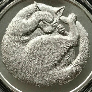 SCHLAFENDE KATZE 1 Unze .999 Feinsilber Hochrelief Kätzchen Haustierbesitzer Geschenk Kitty