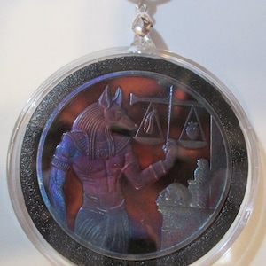 Anubis Egyptian God Multicolor TONED COIN/PENDANT (Air Tight Capsule) with 24&quot; sterling silver necklace