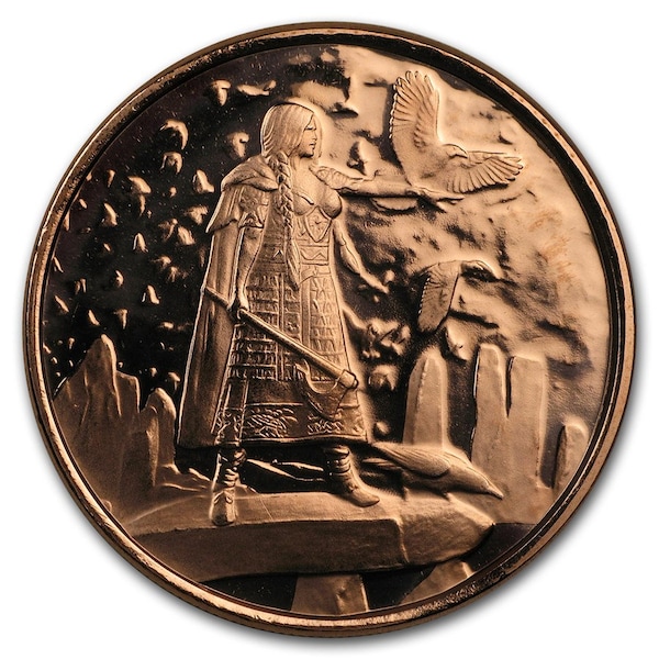 Celtycka tradycja: Morrigan, Królowa Bitew, miedziana moneta 1 uncja