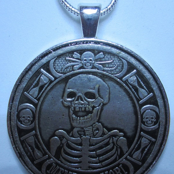 Memento Mori The Last Laugh  24+ Inch Sterling Silver Necklace, Coin Pendant
