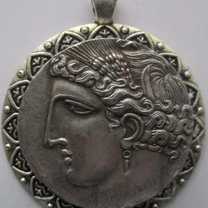 Ultra High Relief Antique Tanit (Serpent Lady), Goddess of Carthage Coin/Pendant