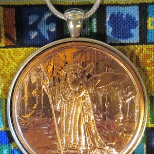 Celtic Lore: Merlin the Welsh wizard – 24 Inch Sterling Silver Necklace, Copper Coin Pendant