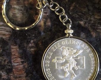 1968 Mexico Silver 25 Pesos Olympics*Brilliant Uncirculated* Coin Key Chain