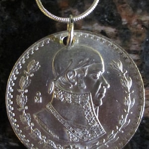 Mexican Silver 1 Peso with 24&quot; sterling silver necklace