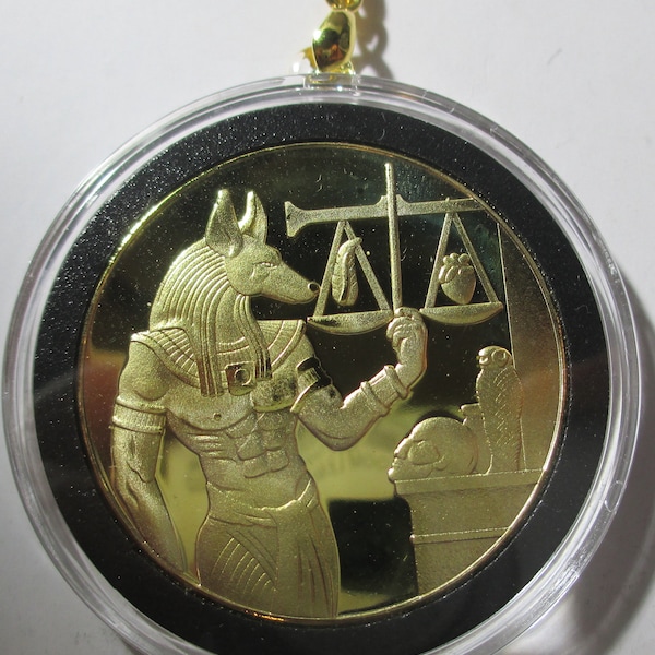 Anubis Egyptian God Gold COIN/PENDANT (Air Tight Capsule)