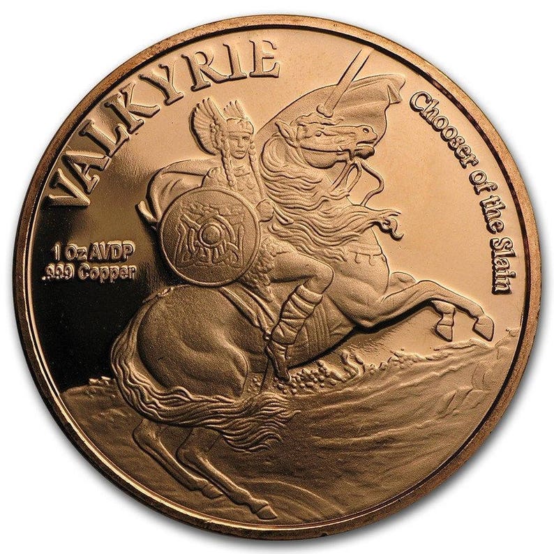 Norse Gods Series Thor Valkyrie 1 oz .999 Copper BU Round