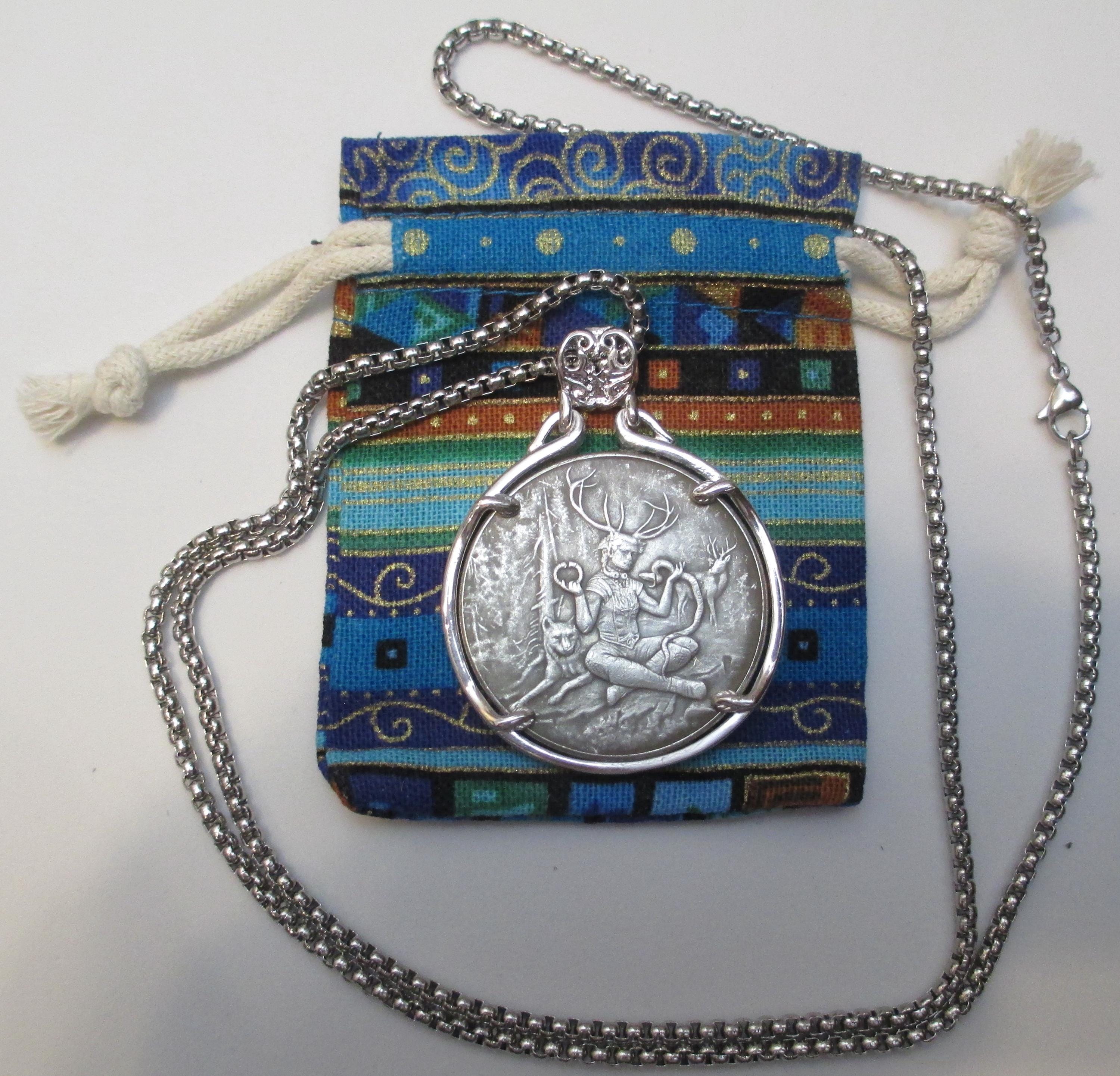 Pendentif Cernunnos Cornu En Argent Sterling 925 - Bijou Païen/Wiccan, Neuf Avec étiquettes, Thaïlande