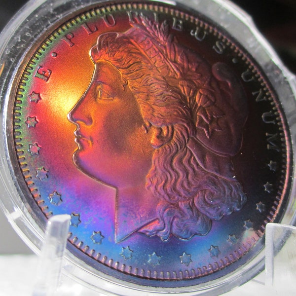 Morgan Dollar Rainbow Toned 1 Ounce Copper Round, STUNNING!!!