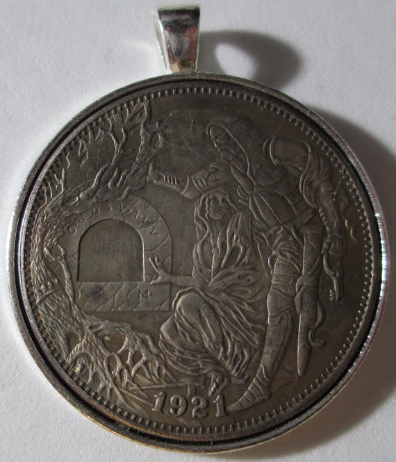 1921 年 ホーボー モルガン ドル コイン/ペンダント - 聖杯キリスト