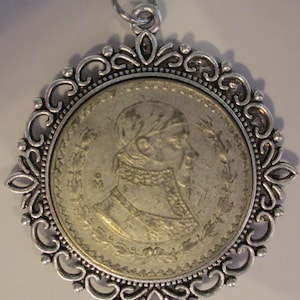 Mexican Silver 1 Peso Coin Pendant DOUBLE SIDED Two Necklaces in One