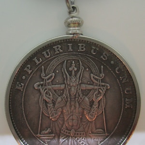 Morgan 1899 Silver Dollar Fantasy Hobo Nickel Anubis Coin , PENDANT, 24 inches Leather Chord Necklace