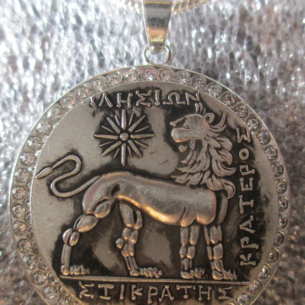 Turning Lion Necklace-Ancient IONIA Miletus Archaic Tetradrachm High Relief Antique Coin/Pendant with 24" sterling silver necklace