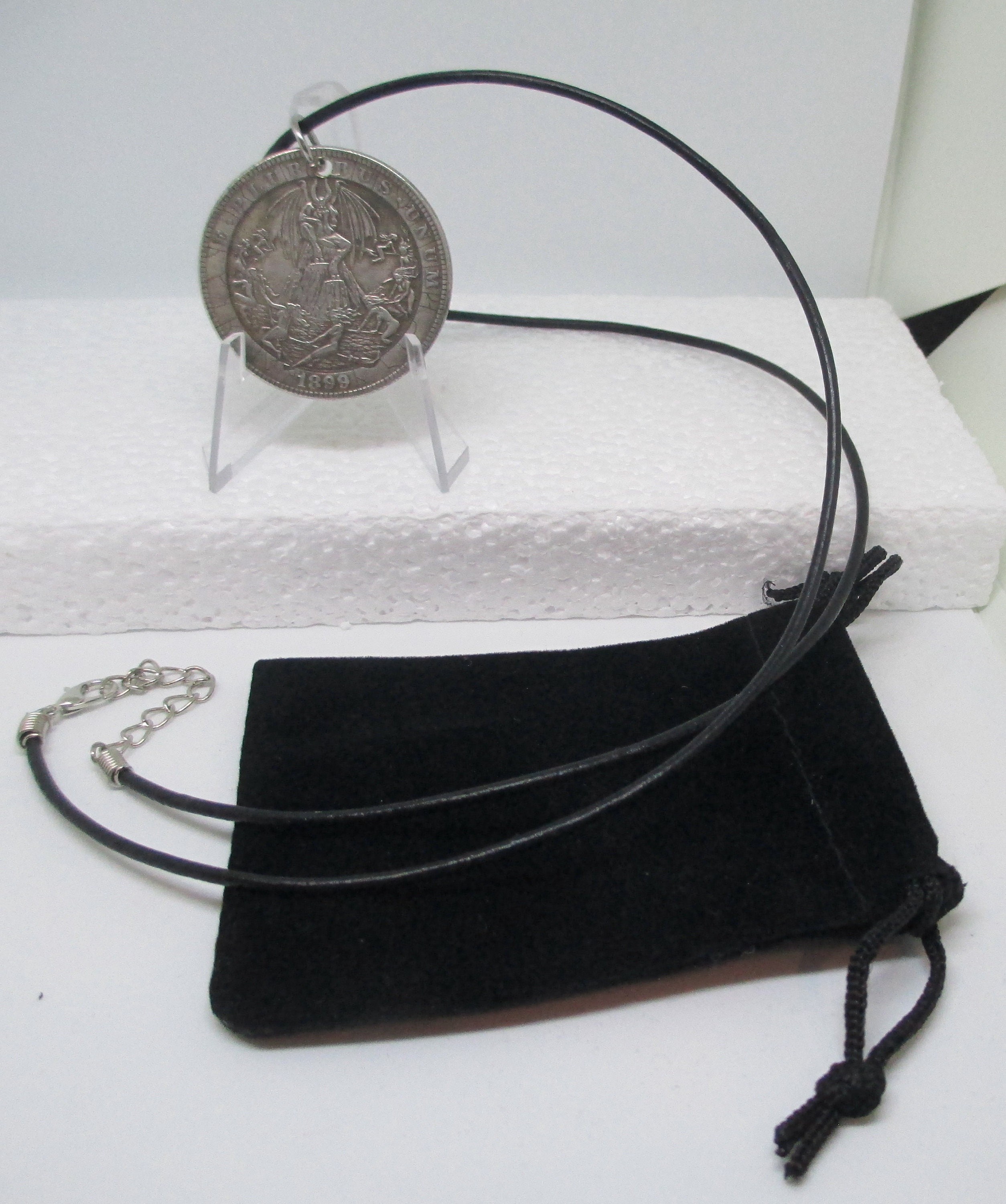 Lucifer Dancing Witches Pattern Hobo Coin , 24 Inches Leather Chord ...