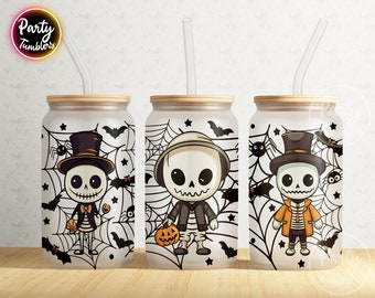 Ghost Can Glass Png, Spooky Halloween Png, Spider Web Can Glass 16 oz Libbey Can Glass Wrap Png, Diseño de sublimación, PNG, Descargas digitales