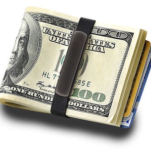 Grand Band Black Elastic Money Band with FREE Engraving - Small, Medium, & Large -Stainless Steel