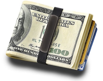 Grand Band Black Elastic Money Band with FREE Engraving - Small, Medium, & Large -Stainless Steel