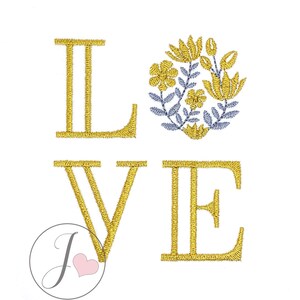 Love Embroidery Design, Love Floral Embroidery Design, Machine Embroidery Designs