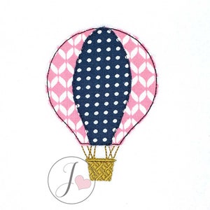 Hot Air Balloon Run Stitch Applique Design, Machine Embroidery Designs, Machine Applique Designs