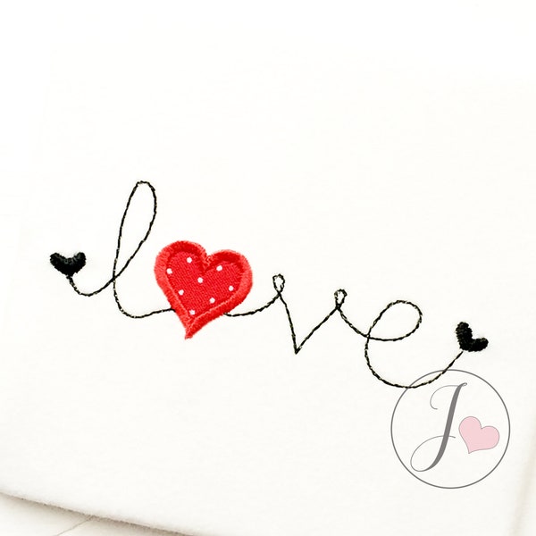 Love Applique Design, Valentine's Applique Design, Handwritten Applique Design, Machine Embroidery Love Pattern, Instant Download