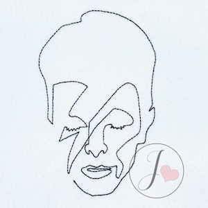 Bowie Embroidery Design, Machine Embroidery Pattern, Simple Line, Bowie Ziggy Stardust embroidery design