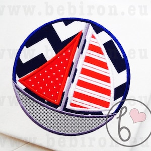 Boat Nautical Applique Design, Machine Embroidery Pattern, Instant Download