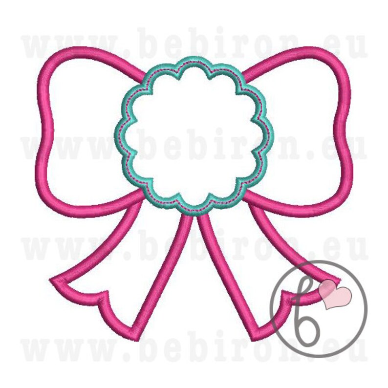 Bow Scallop Monogram Applique Design Machine Embroidery Etsy