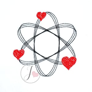 Science Hearts Embroidery Design, Love Science Embroidery Design, Machine Embroidery Designs