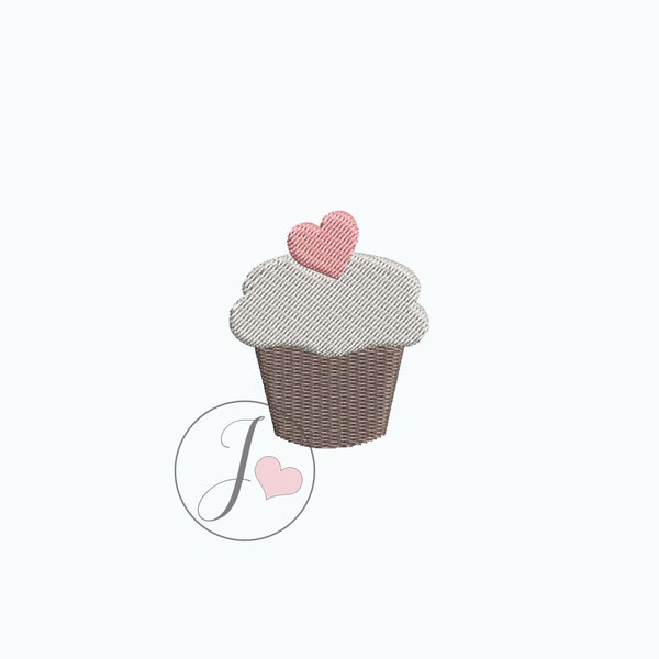 Cupcake Heart on Top Embroidery Design, Cupcake Embroidery Designs, Machine Embroidery Designs