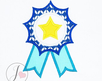 Award Ribbon Star Applique Design, Award Ribbon Applique Designs, Machine Applique Designs