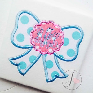 Bow Applique Design, Machine Embroidery Design, Monogram Applique Design